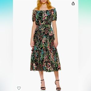 Tommy Hilfiger, 16, Women's Off-the-Shoulder Short Sleeve Chiffon Midi Dress